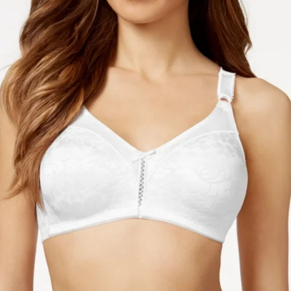 Bali NWT Spa Closure Wirefree White Bra With Floral Pattern, Size 36C - Picture 3 of 16